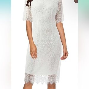 2- White lace dress size Medium. (C58)
